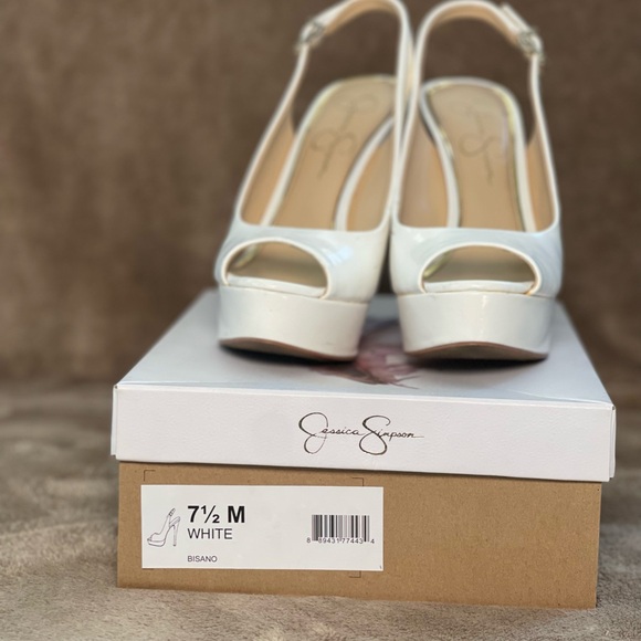 Jessica Simpson White Platform Slingback Heels - Picture 12 of 12